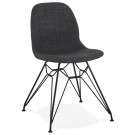 Design stoel 'DECLIK' donkergrijs met zwart metalen poten