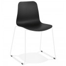 EXPO' moderne zwarte stoel met witmetalen poten