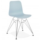 Design stoel 'GAUDY' blauw met verchroomd metalen voet