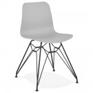 Design stoel 'GAUDY' grijs industriële stijl met zwart metalen voet