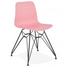 Design stoel 'GAUDY' roze industriële stijl met zwart metalen voet
