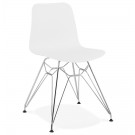 Design stoel 'GAUDY' wit met verchroomd metalen voet