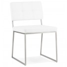 Gecapitonneerde stoel 'LEON' in wit kunstleder