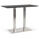 Zwarte hoge design tafel 'MAMBO BAR' met geborsteld metalen poot - 150x70 cm