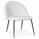Lounge fauteuil 'NORVEGIA' van witte boucléstof en zwart metaal