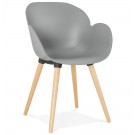 Scandinavische design stoel 'PICATA' grijs met houten poten