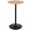 Ronde hoge tafel 'TAMAGO' van natuurlijk afgewerkt hout en zwart metaal - Ø 60 cm