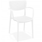 Geperforeerde stoel met armleuningen 'TORINA' van witte kunststof