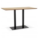 Hoge design tafel 'ZUMBA BAR' van natuurlijk afgewerkt hout met zwarte metalen poot - 180x90 cm