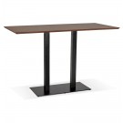 Hoge design tafel 'ZUMBA BAR' met notenhouten afwerking en zwarte metalen poot - 180x90 cm