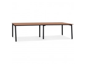 Double bureau bench / table de réunion 'AMADEUS' en bois finition Noyer et métal noir - 280x140 cm