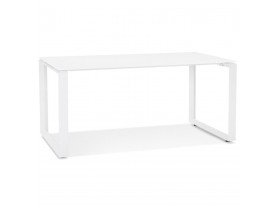 Rechte design bureau 'BAKUS' van wit glas en metaal - 160x80 cm