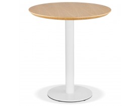Petite table à diner 'BASTILLE' ronde en bois finition naturelle et fonte blanche - Ø 60 cm