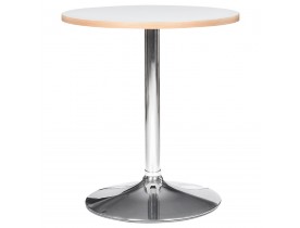 Witte ronde tafel 'CASTO ROUND' met verchroomde poot - Ø 80 cm