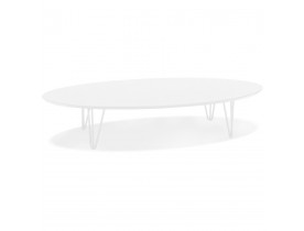 Grote salontafel 'ELYPSE' van hout en wit metaal