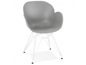 Moderne stoel 'FIDJI' grijs met wit metalen voeten