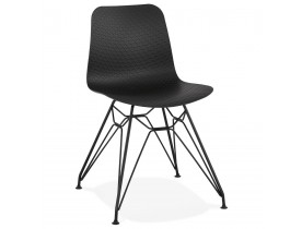 Design stoel 'GAUDY' zwart industriële stijl met zwart metalen voet
