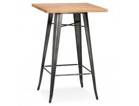 Industriële hoge tafel 'GRAMY' van donker hout met grijze metalen poten - 70x70 cm