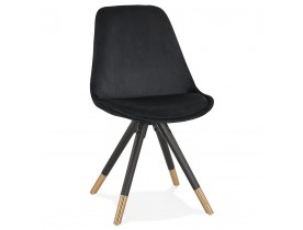 Design stoel 'HAMILTON' in zwart fluweel en poten in zwart hout