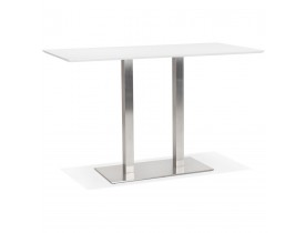 Witte hoge design tafel 'MAMBO BAR' met geborsteld metalen poot - 180x90 cm