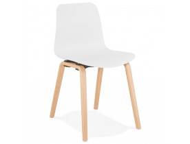 Scandinavische stoel 'PACIFIK' wit met natuurlijk houten poten