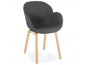 Design stoel met armleuningen 'SAMY' van grijze stof Scandinavische stijl