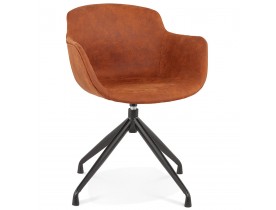 Design stoel met armleuningen 'SOUND' van bruine microvezel