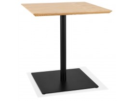 Vierkante design tafel 'SUMO' in natuurkleurig hout en zwart metaal - 70x70 cm