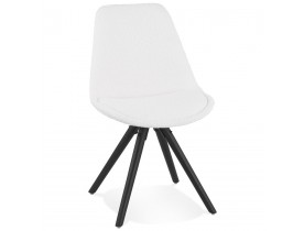 Design stoel 'VALENTINE' van witte badstof met zwarte houten poten