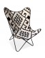 Fauteuil papillon 'FOX' en coton blanc et motifs noirs