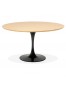 Ronde design eet-/bureautafel 'GLOBO' van natuurkleurig hout met centrale poot van zwart metaal - Ø120 cm