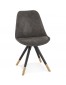 Design stoel 'MAGGY' van grijze microvezel en zwarte houten poten