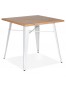Vierkante industriële tafel 'MARCUS' van licht hout met witte metalen poten - 76 x 76 cm