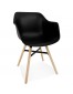 Zwarte stoel met armleuningen 'MELIS' met metalen en natuurlijke houten poten