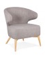 Lounge chair 'ODILE' in grijze stof en natuurlijke poten van hout