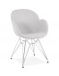 Moderne stoel 'ORIGAMI' in lichtgrijze stof met verchroomd metalen onderstel