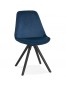 Vintage stoel 'RICKY' in blauw fluweel en poten in zwart hout