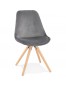Vintage 'RICKY' stoel in grijs fluweel met poten in natuurlijk hout