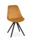 Vintage stoel 'RICKY' in mosterd fluweel en poten in zwart hout