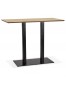 Hoge design tafel 'ZUMBA BAR' van natuurlijk afgewerkt hout met zwarte metalen poot - 150x70 cm
