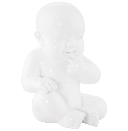 Beeld 'BABY', zittende baby in wit polyhars