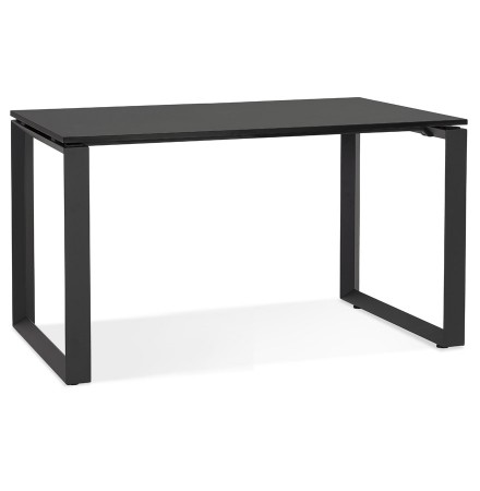 Kleine rechte design bureau 'BAKUS' van zwart hout en metaal - 120x60 cm