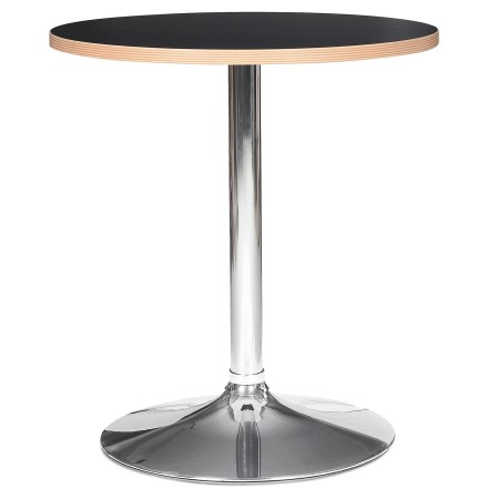 Zwarte ronde tafel 'CASTO ROUND' met verchroomde poot - Ø 80 cm