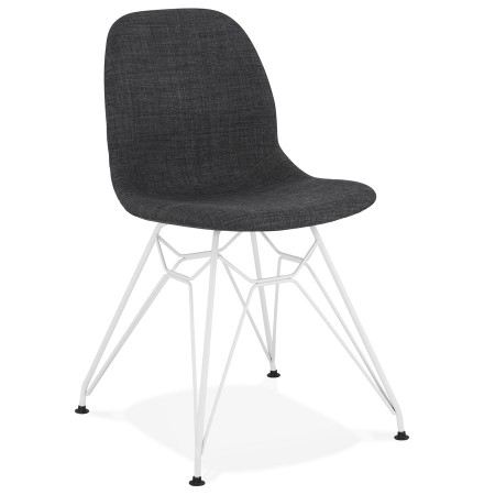 Design stoel 'DECLIK' donkergrijs met wit metalen poten