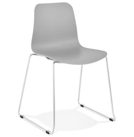 Moderne stoel 'EXPO' van grijs kunststof met verchroomd metalen voeten