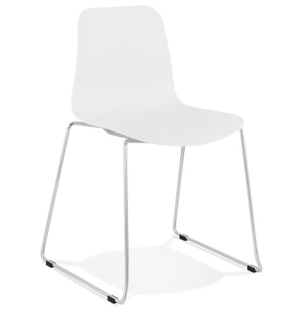 Moderne stoel 'EXPO' van wit kunststof met verchroomd metalen voeten