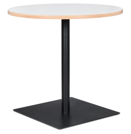 Witte ronde tafel 'FUSION ROUND' met zwart frame - Ø 80 cm