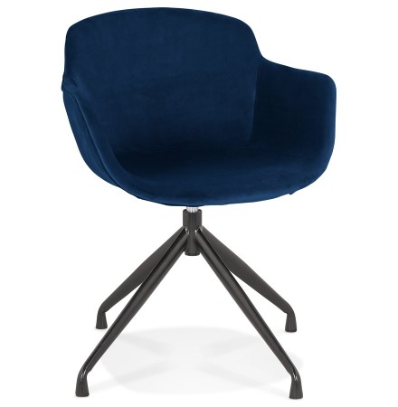 Design stoel met armleuningen 'GRAPIN' van blauw velours
