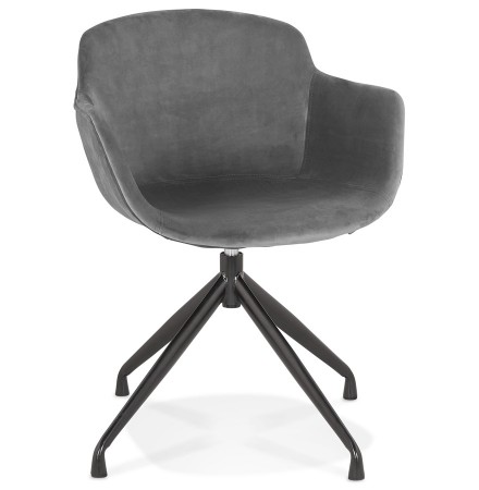 Design stoel met armleuningen 'GRAPIN' van grijs velours