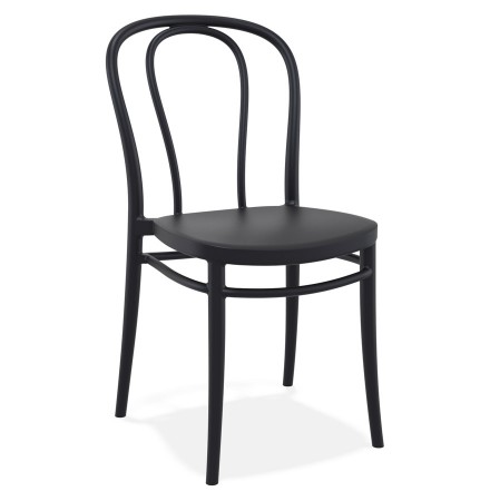 Stapelbare stoel 'JAMAR' van zwarte kunststof voor binnen/buiten